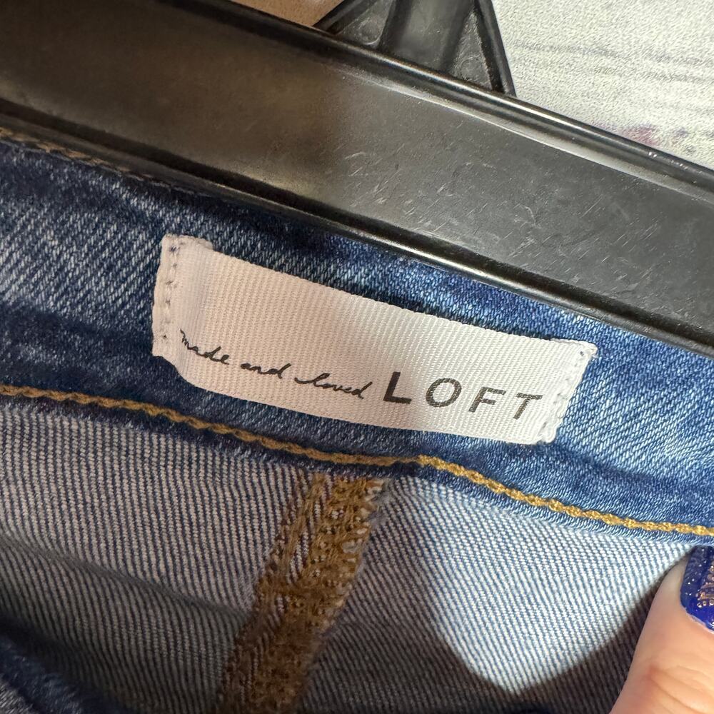 LOFT Slim Flare Jeans Women’s Size 14 / 32 Blue Denim Raw Hem - Picture 9 of 10
